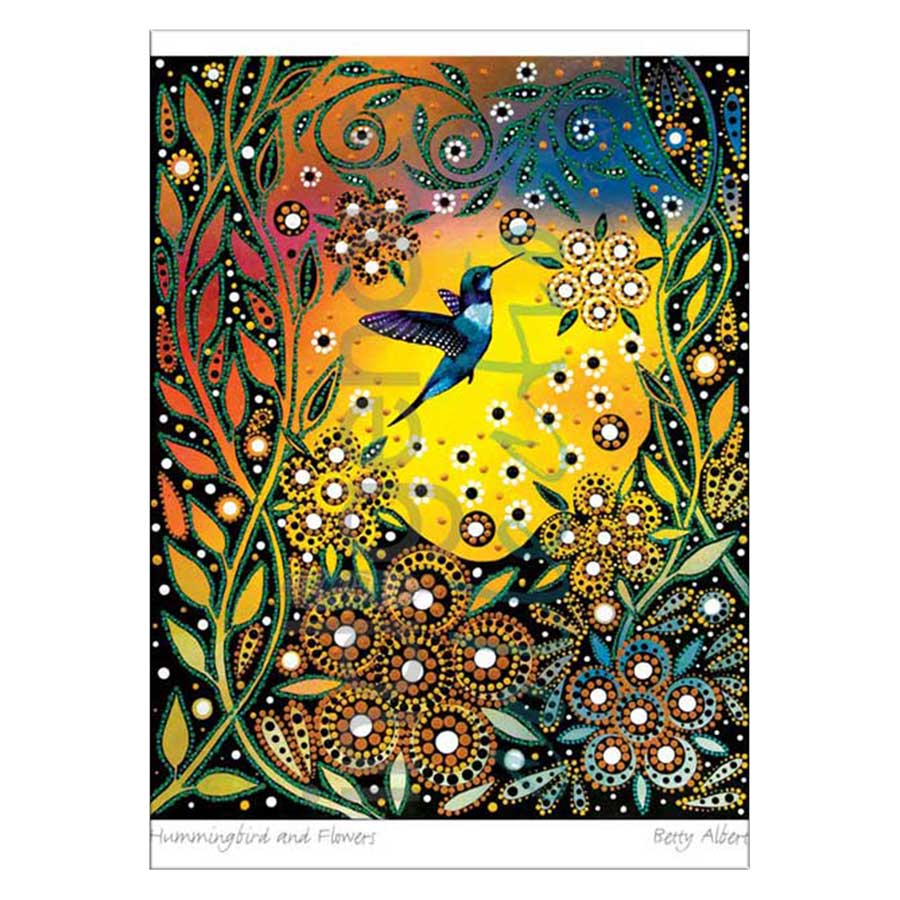 Hummingbird and Flowers Canvas Prints