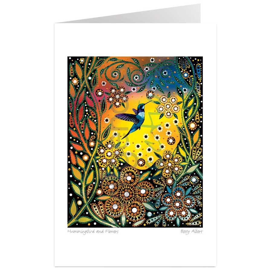 Hummingbird and Flowers by artist Betty Albert