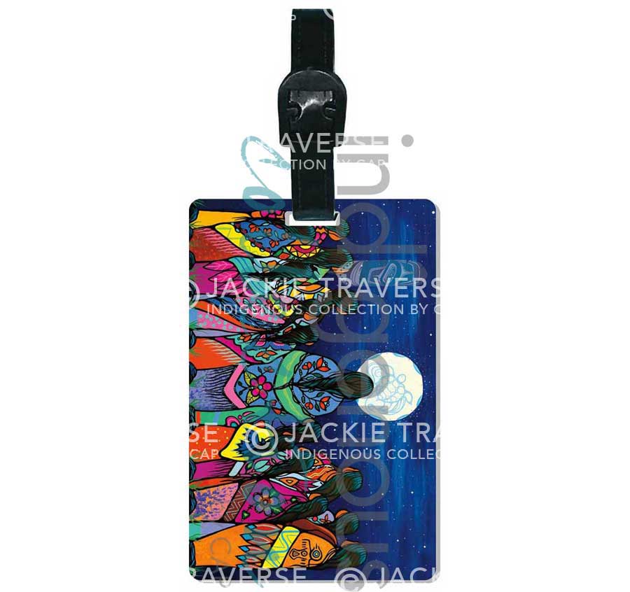 Full Moon Ceremony Luggage Tag by artist Jackie Traverse