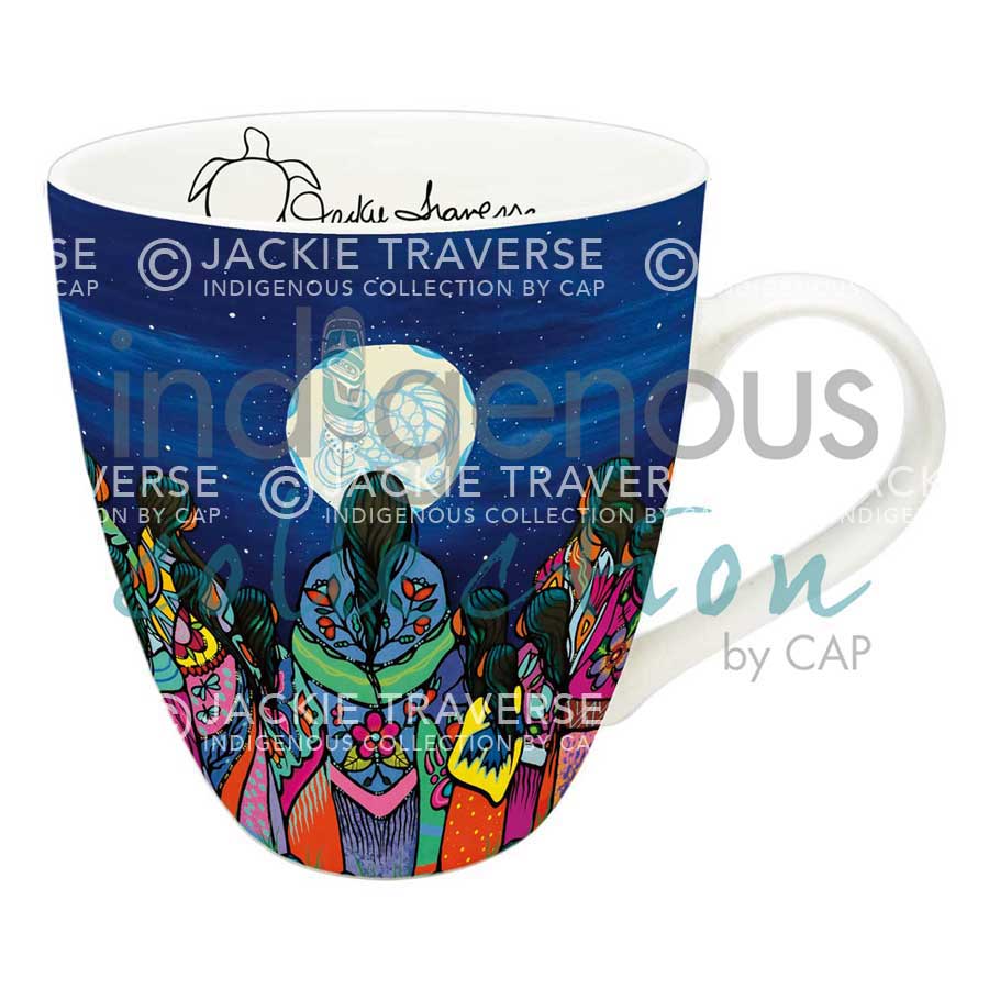Full Moon Ceremony Signature Mug by artist Jackie Traverse. Indigenous Collection.