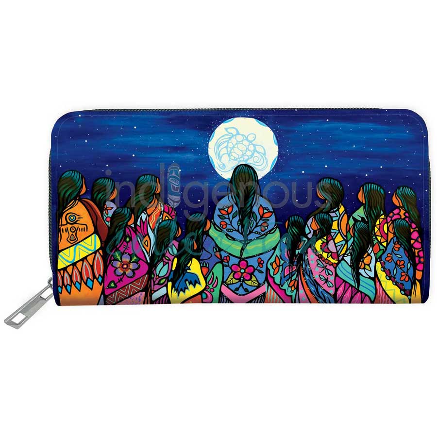 Full Moon Ceremony Embossed Wallet by artist Jackie Traverse. Indigenous Collection.