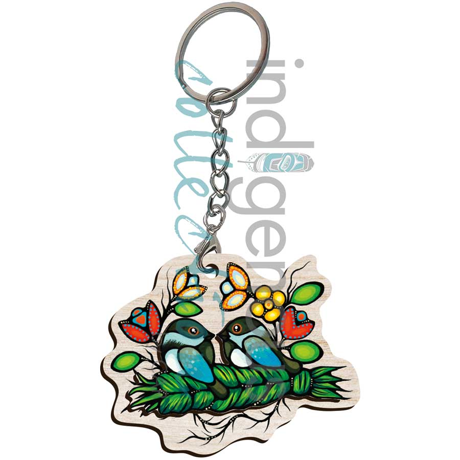 Chickadee Prayers 3D Keychain by artist Jackie Traverse. Indigenous Collection.