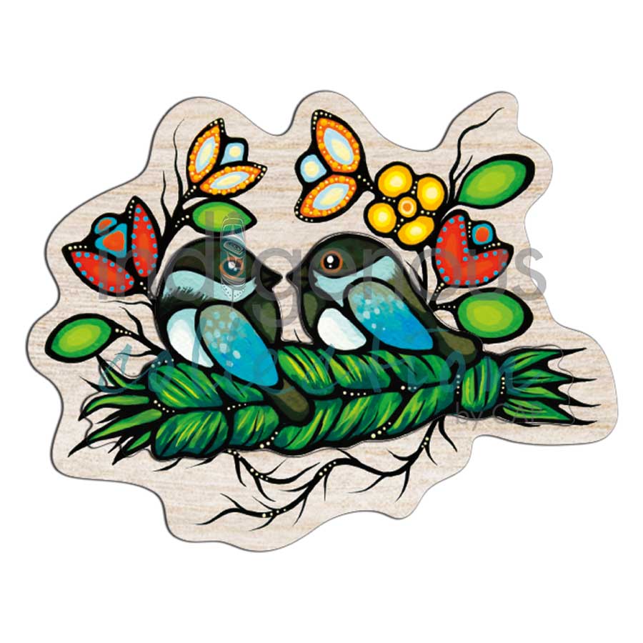 Chickadee Prayers 3D Magnets by artist Jackie Traverse. Indigenous Collection.