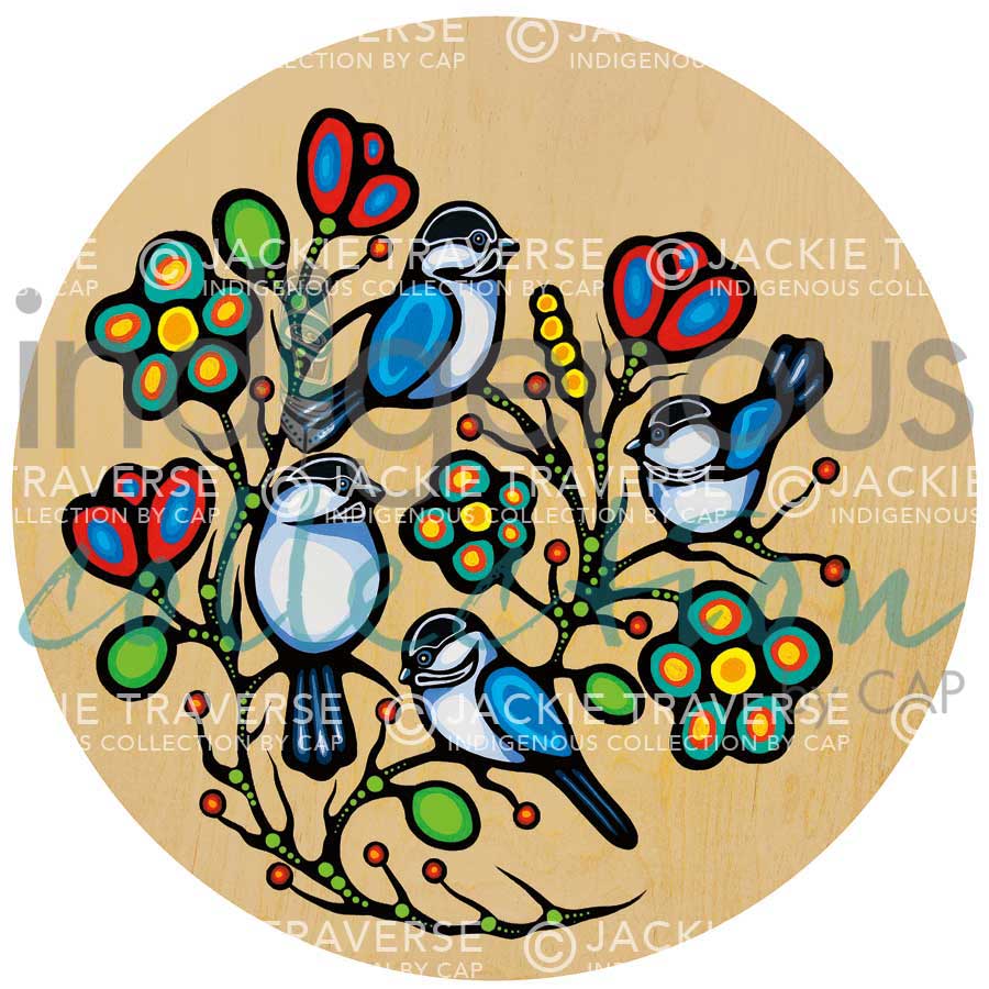 Four Little Chickadees by artist Jackie Traverse
