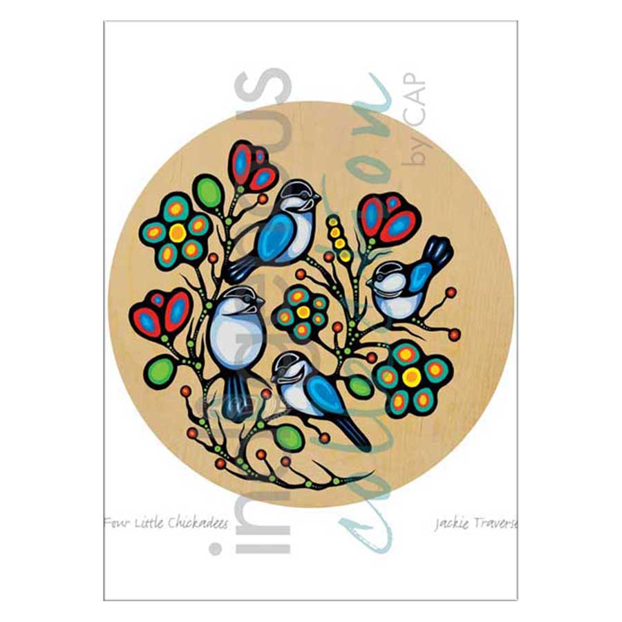 Four Little Chickadees Canvas Prints