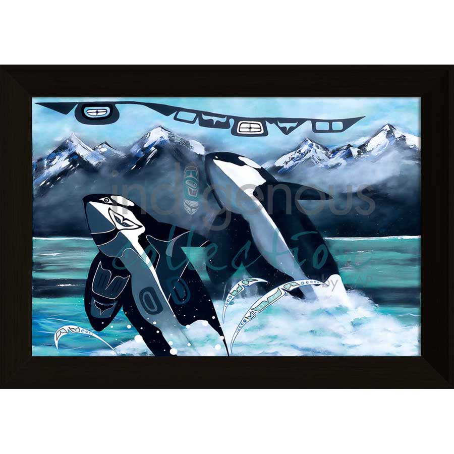 Orca Sisters by artist Shirley Babcock - Coast Salish/Kwakwaka'wakw. Indigenous Collection
