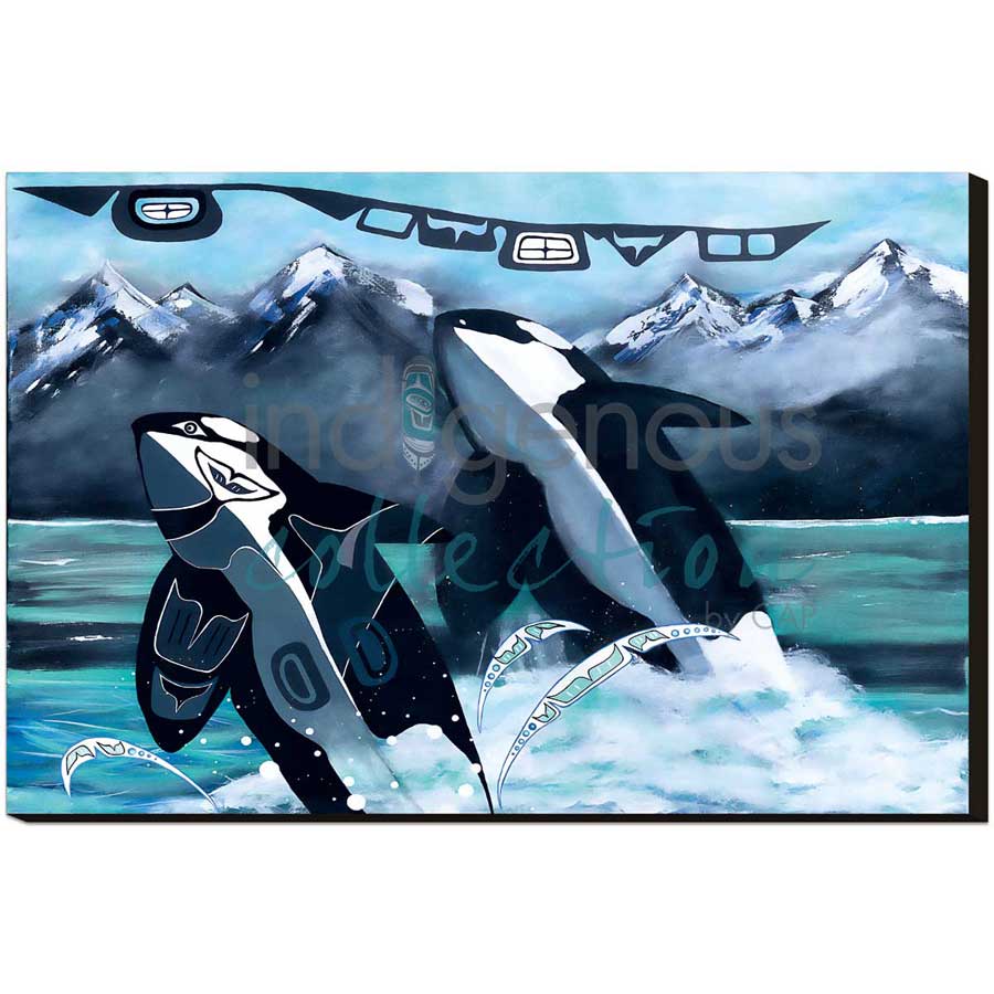 Orca Sisters by artist Shirley Babcock - Coast Salish/Kwakwaka'wakw. Indigenous Collection