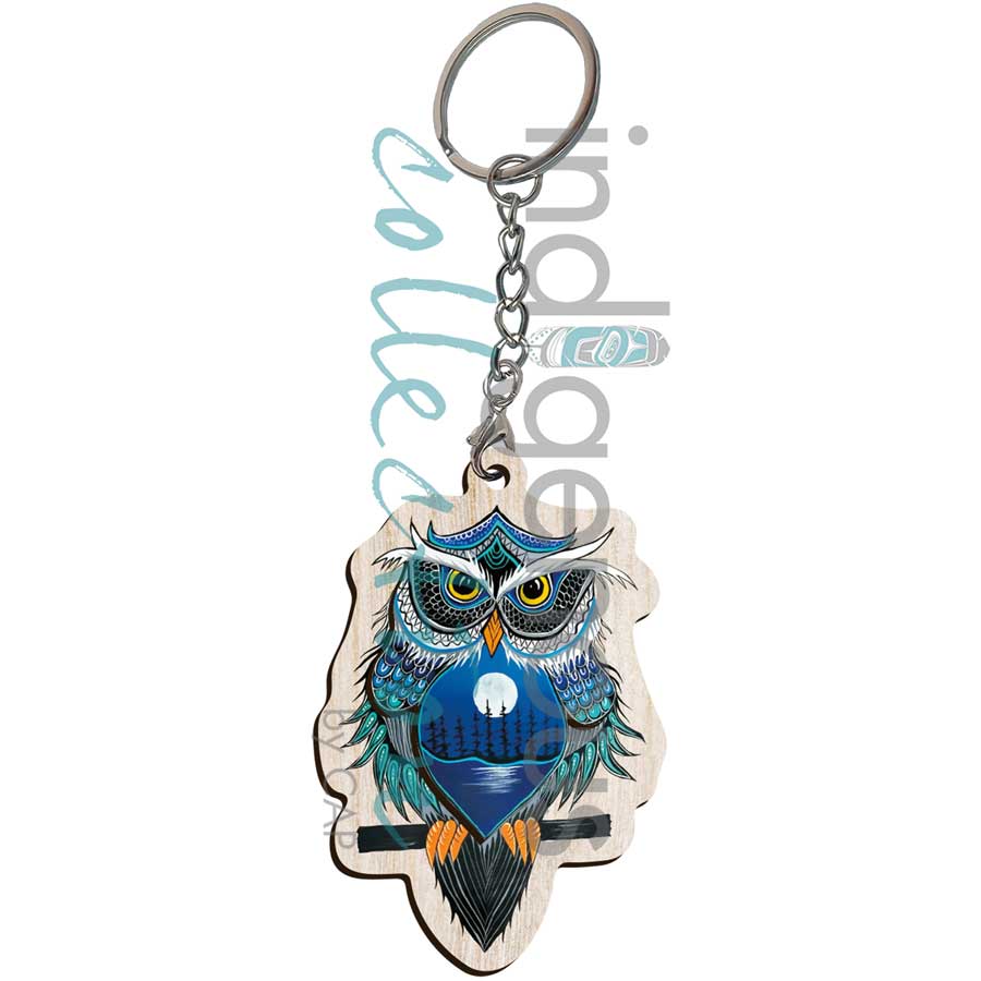 Night Watcher 3D Keychain by artist Jessica Somers. Indigenous Collection.