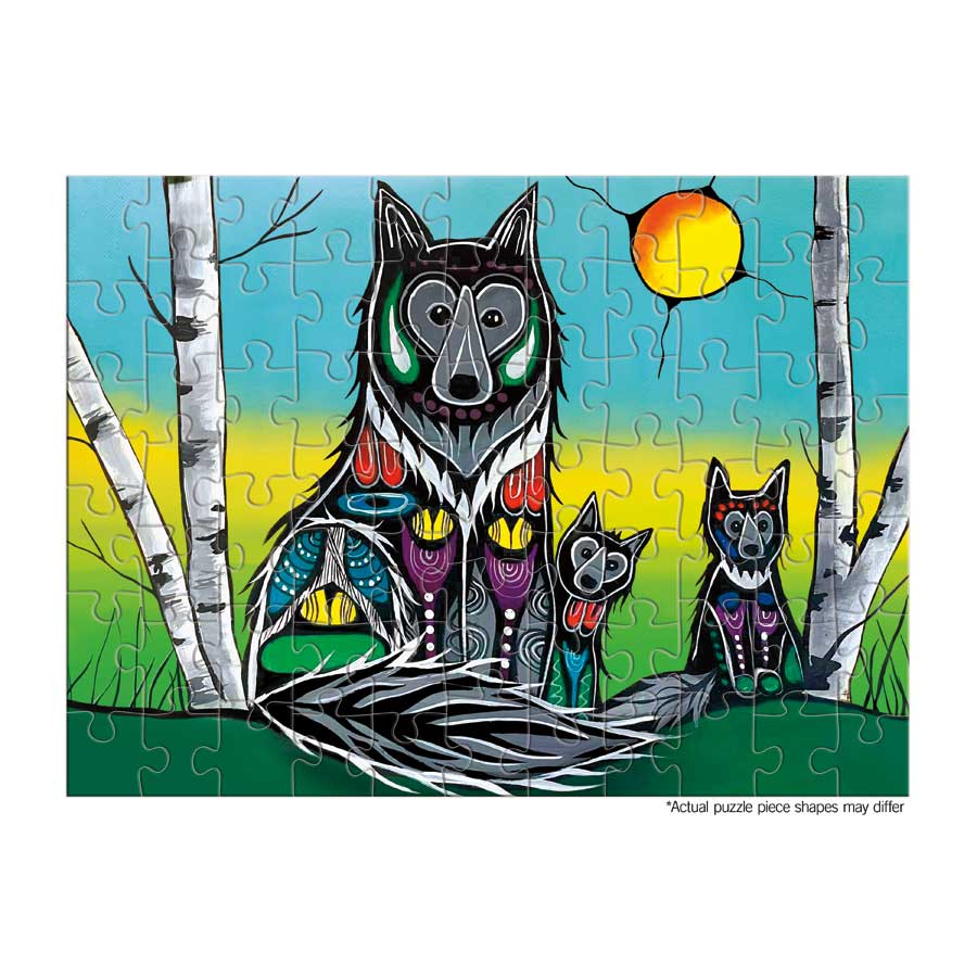 Wolf Family Puzzle - On The Go - 72 Pcs by artist Jessica Somers. Indigenous Collection.