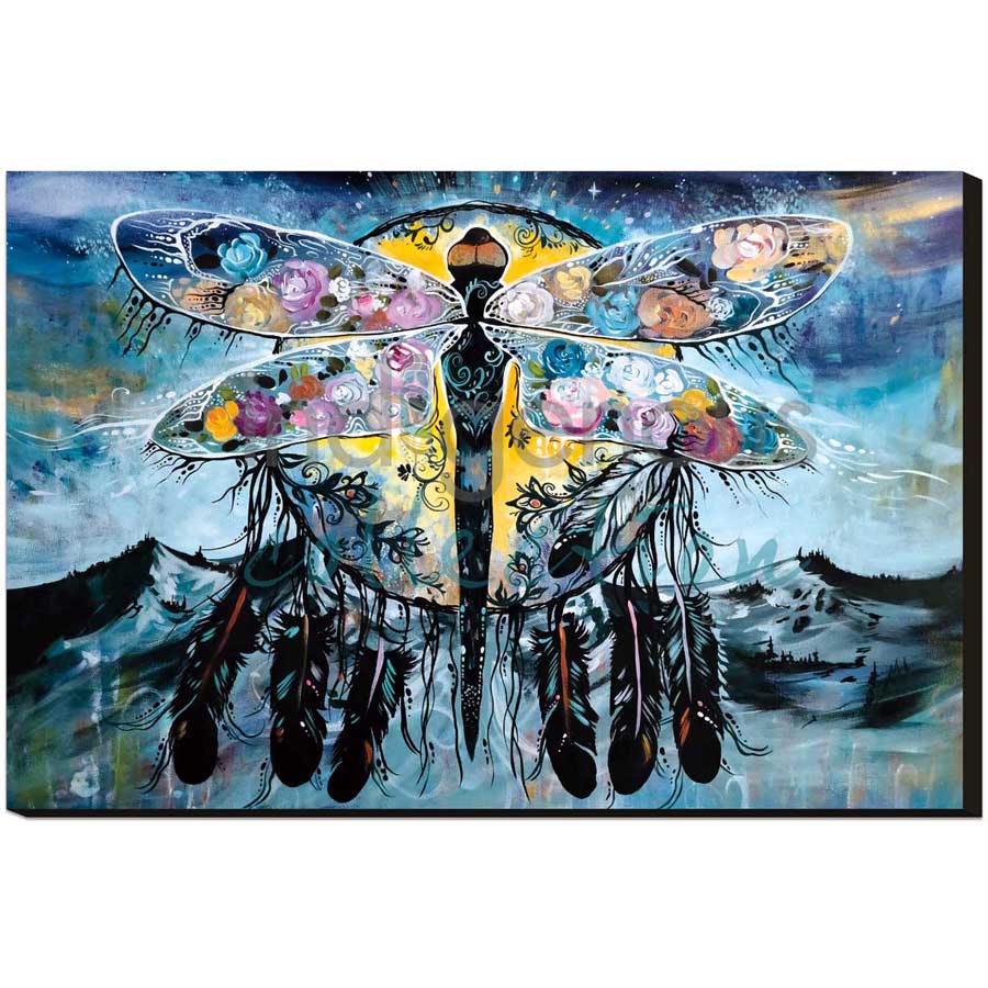 Blue Mountain Dragonfly by artist Carla Joseph - Métis/Cree. Indigenous Collection