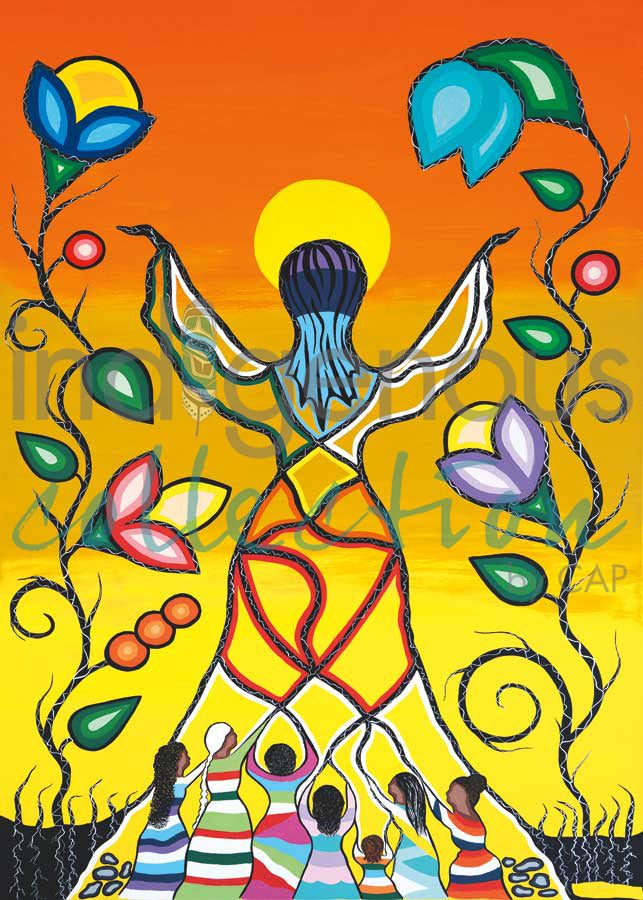 Woman Rising with Grandmothers by artist Dawn Chartrand