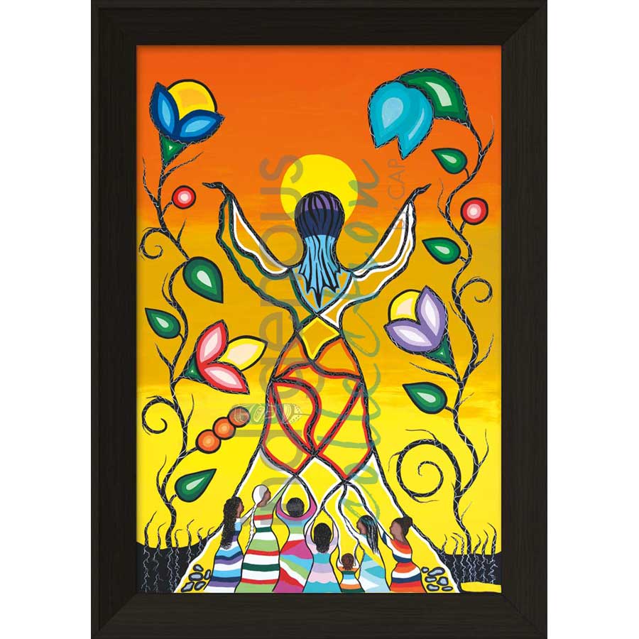 Woman Rising with Grandmothers by artist Dawn Chartrand - Ojibway. Indigenous Collection