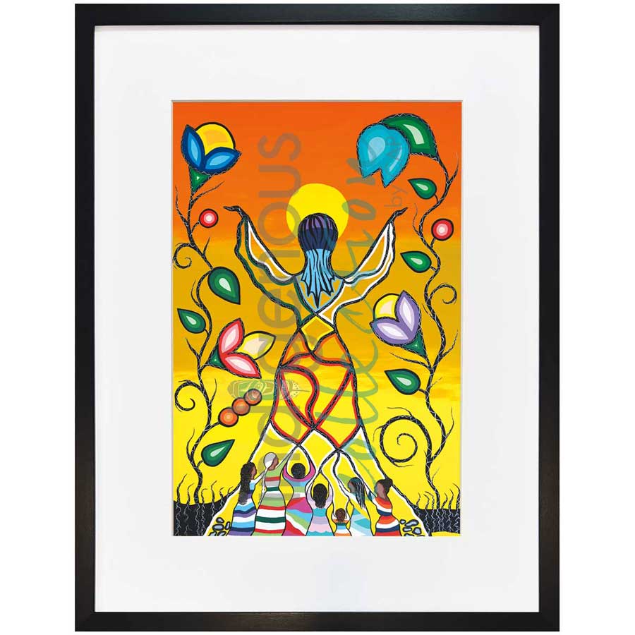 Woman Rising with Grandmothers by artist Dawn Chartrand - Ojibway. Indigenous Collection