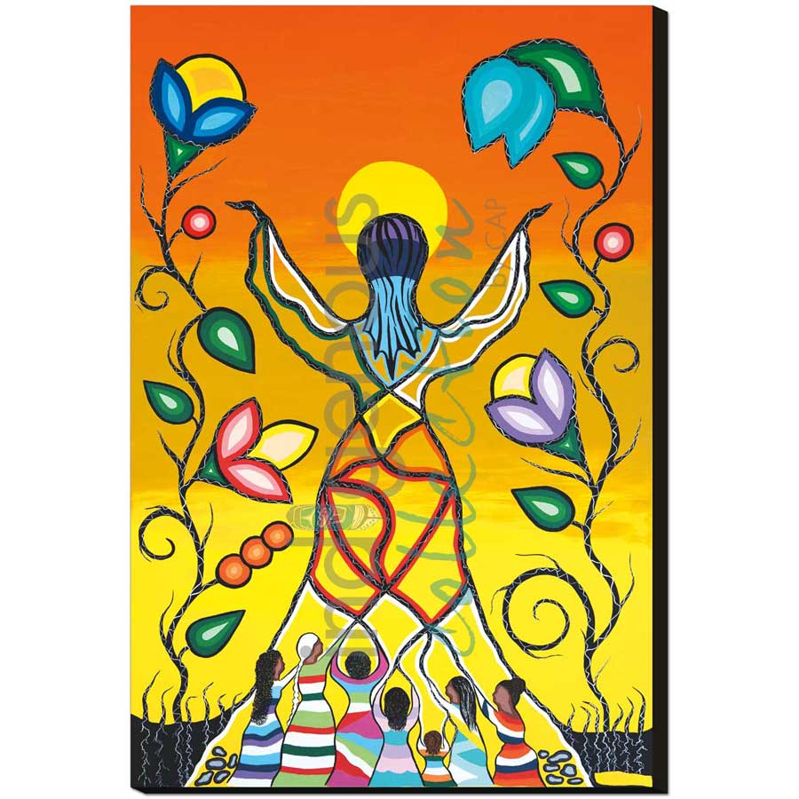 Woman Rising with Grandmothers by artist Dawn Chartrand - Ojibway. Indigenous Collection