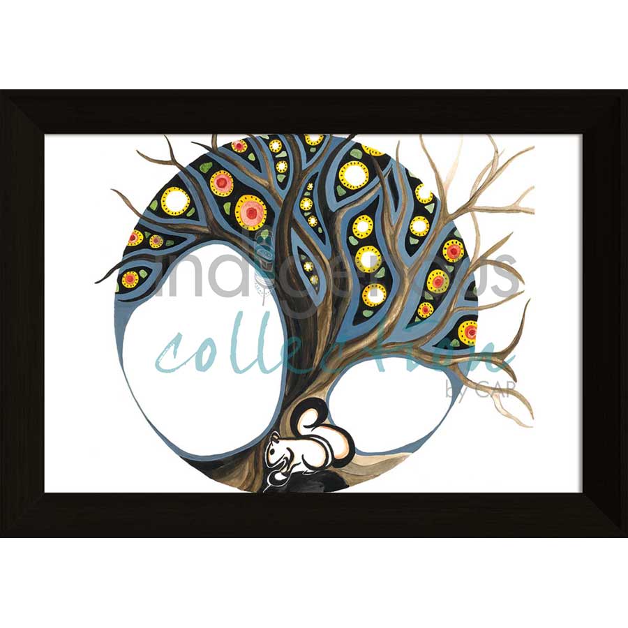 Moon 3  March: Winter softens and sugar making month by artist Sonia De Grand'Maison - Ilnu. Indigenous Collection