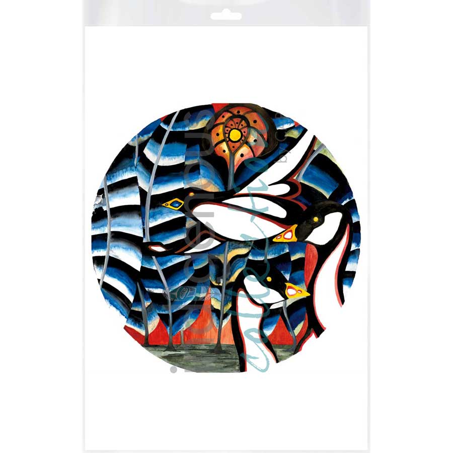 Moon 4  April: Bird return month by artist Sonia De Grand'Maison - Ilnu. Indigenous Collection