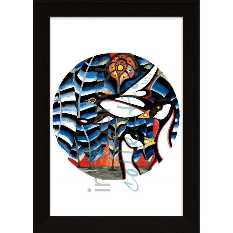 Moon 4  April: Bird return month by artist Sonia De Grand'Maison - Ilnu. Indigenous Collection