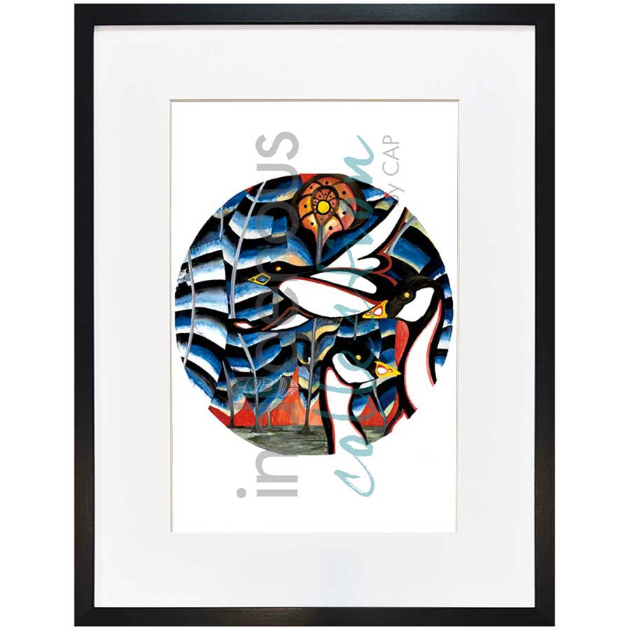 Moon 4  April: Bird return month by artist Sonia De Grand'Maison - Ilnu. Indigenous Collection