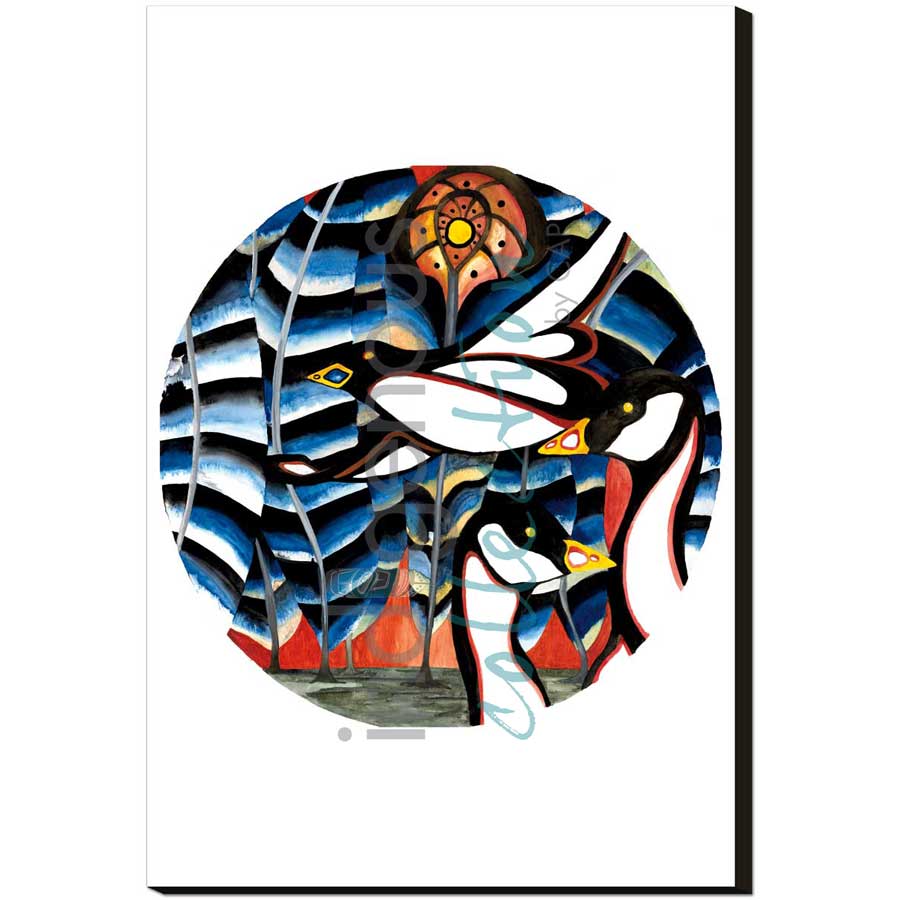 Moon 4  April: Bird return month by artist Sonia De Grand'Maison - Ilnu. Indigenous Collection