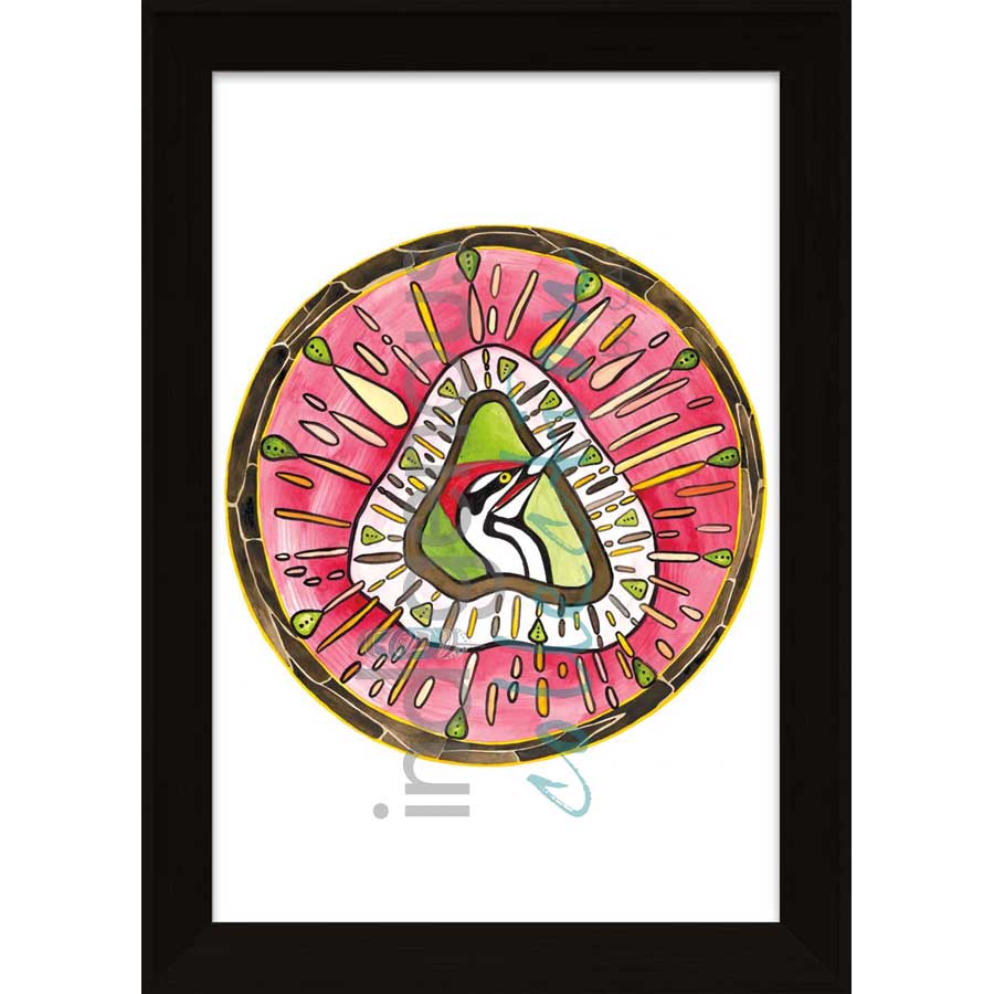 Moon 6  June: Wild strawberries and flowers month by artist Sonia De Grand'Maison - Ilnu. Indigenous Collection