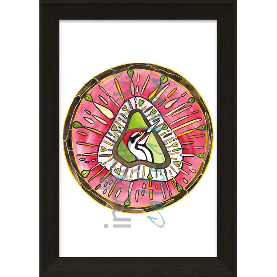 Moon 6  June: Wild strawberries and flowers month by artist Sonia De Grand'Maison - Ilnu. Indigenous Collection