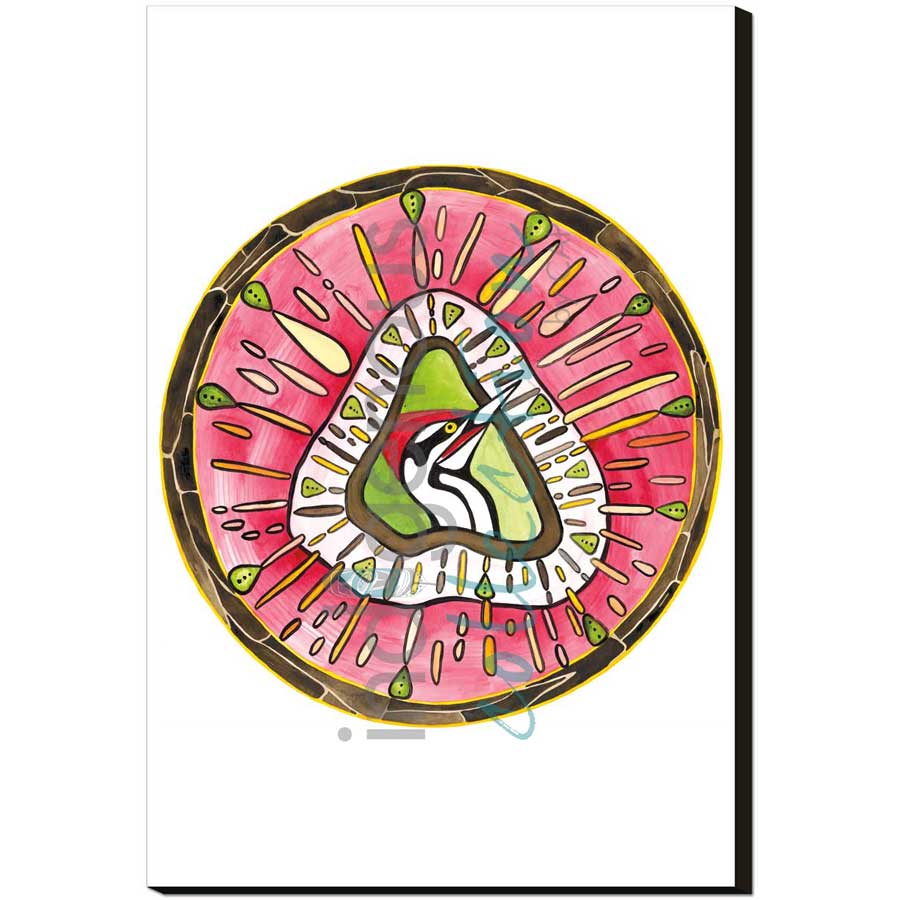 Moon 6  June: Wild strawberries and flowers month by artist Sonia De Grand'Maison - Ilnu. Indigenous Collection