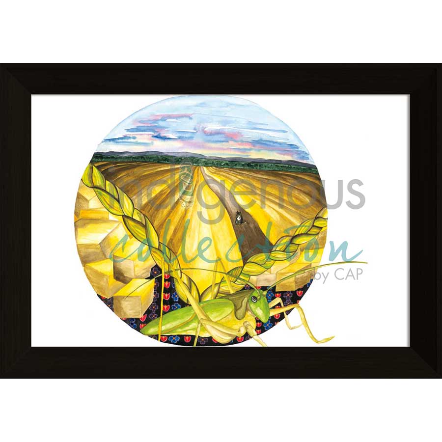 Moon 7  July: Month of hoeing and harvesting sweetgrass by artist Sonia De Grand'Maison - Ilnu. Indigenous Collection