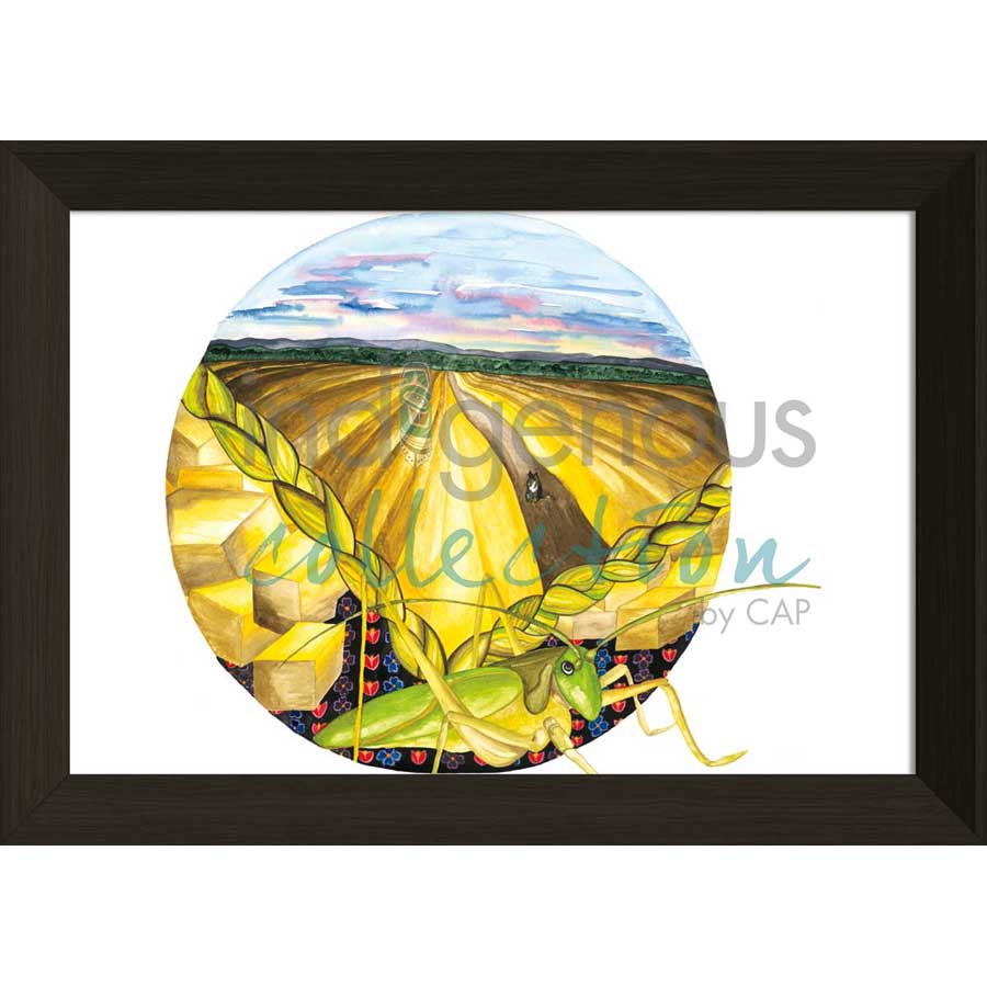 Moon 7  July: Month of hoeing and harvesting sweetgrass by artist Sonia De Grand'Maison - Ilnu. Indigenous Collection