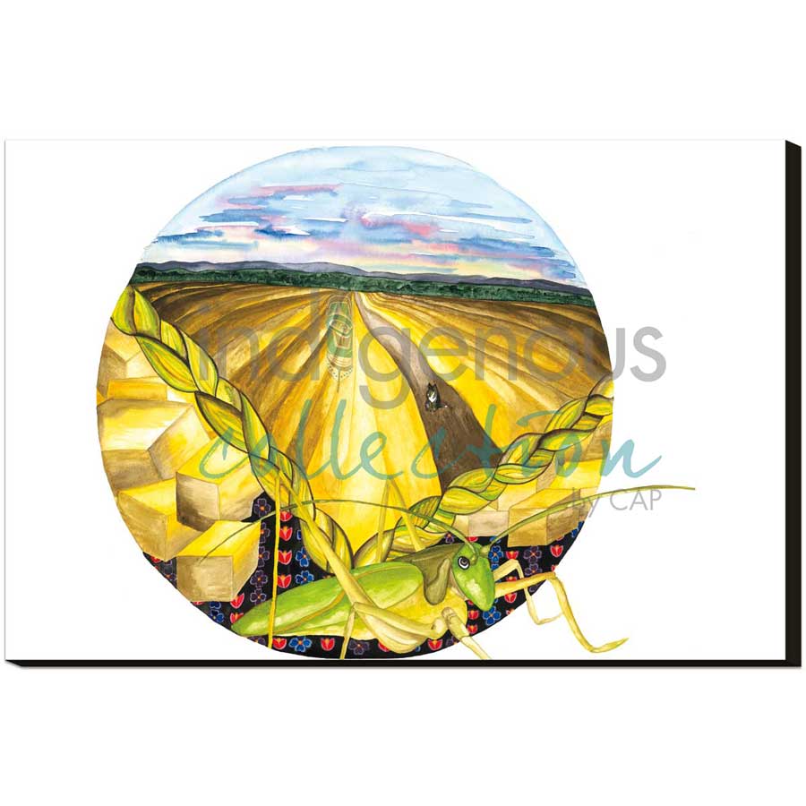 Moon 7  July: Month of hoeing and harvesting sweetgrass by artist Sonia De Grand'Maison - Ilnu. Indigenous Collection