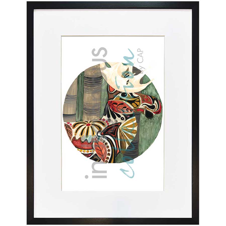 Moon 10  October: Month where the colours of the leaves change, fall, and hunting season by artist Sonia De Grand'Maison - Ilnu. Indigenous Collection