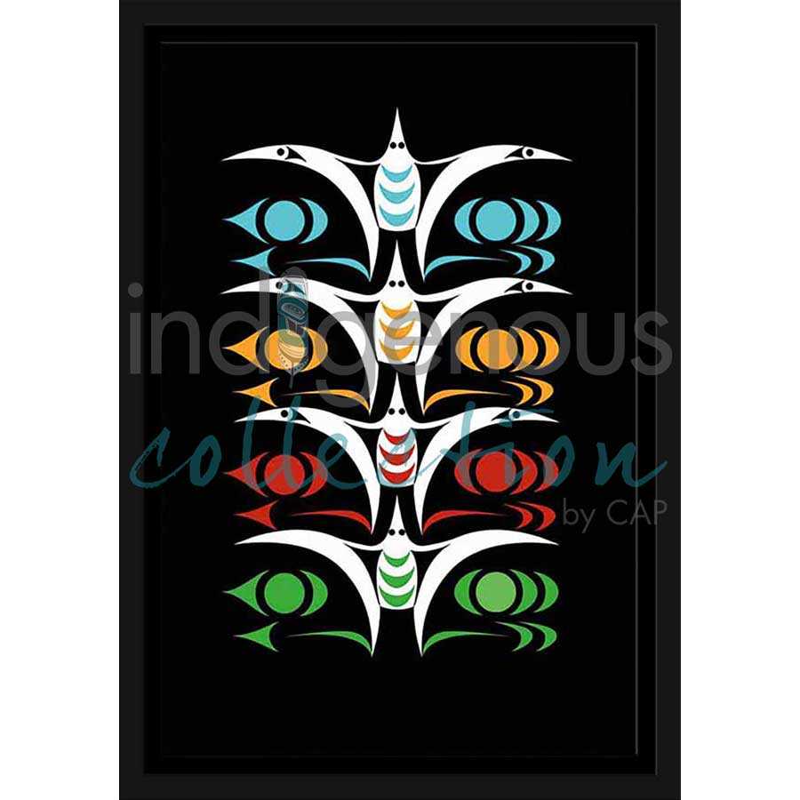 Seagulls in Flight by artist Zac George SKOKAYLEM - Tsleil-Waututh Nation. Indigenous Collection