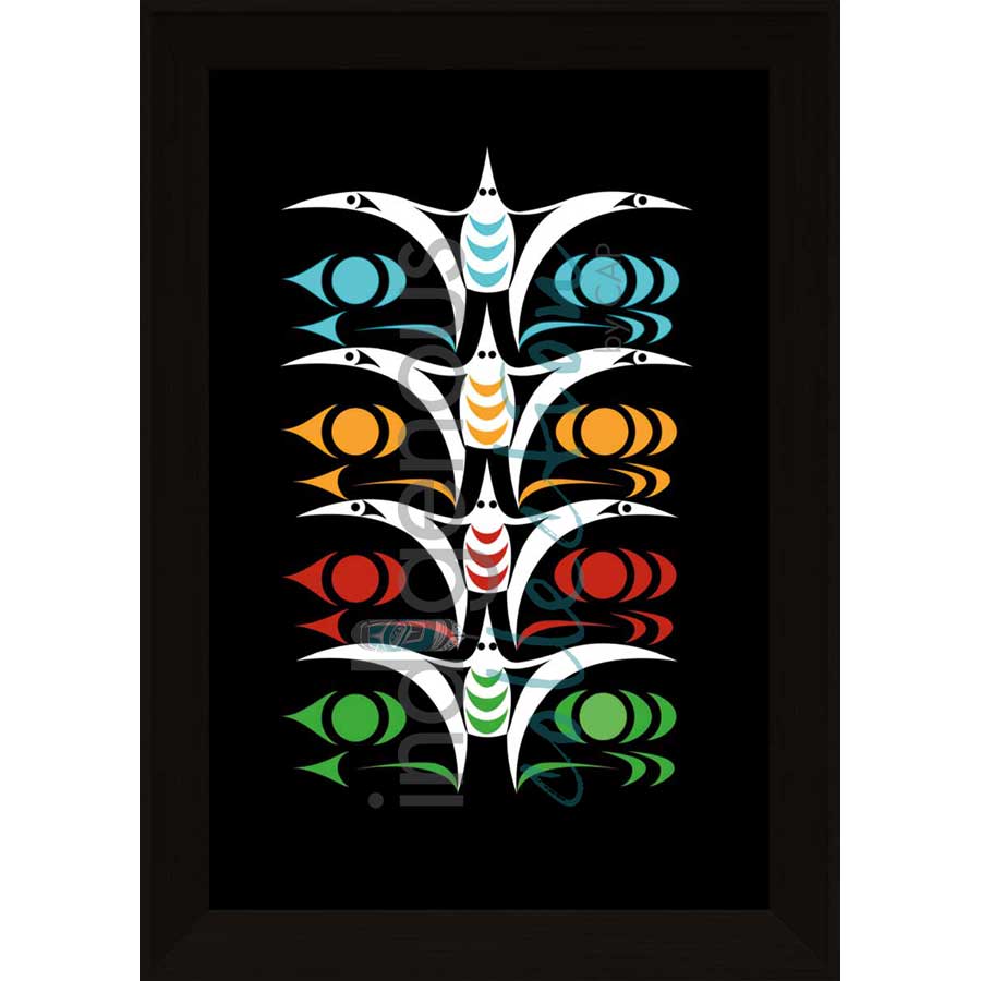 Seagulls in Flight by artist Zac George SKOKAYLEM - Tsleil-Waututh Nation. Indigenous Collection