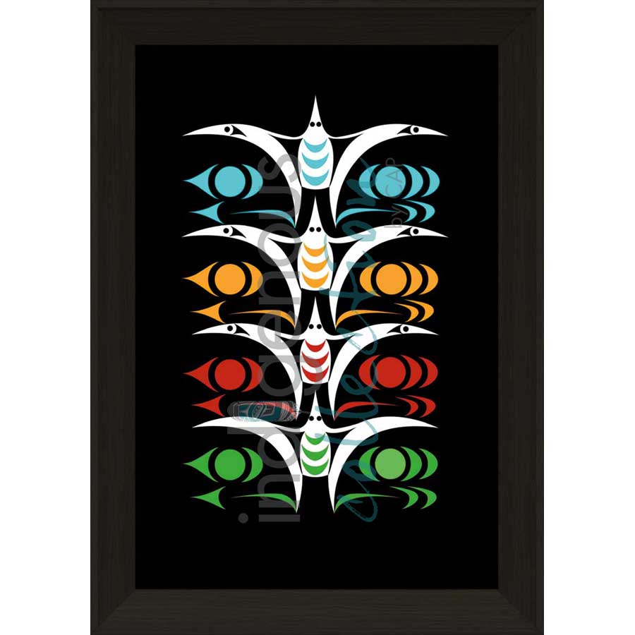Seagulls in Flight by artist Zac George SKOKAYLEM - Tsleil-Waututh Nation. Indigenous Collection