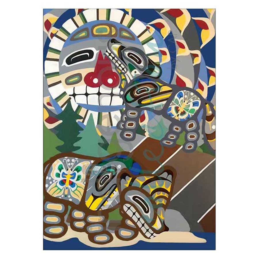 Wolf, Bear and Sun Canvas Prints