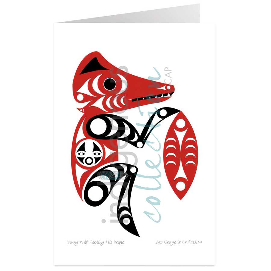 Young Wolf Feeding His People by artist Zac George SKOKAYLEM