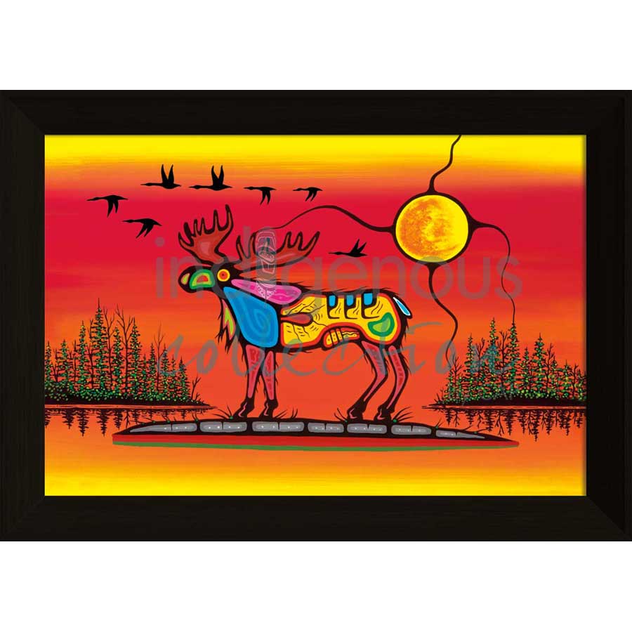 Moose by artist Jeffrey Red George - Ojibway. Indigenous Collection