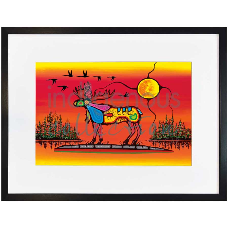 Moose by artist Jeffrey Red George - Ojibway. Indigenous Collection