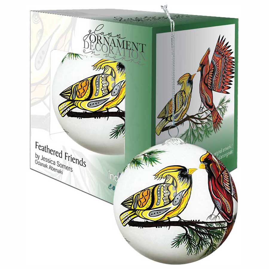 Feathered Friends Glass Christmas Ornament by artistJessica Somers