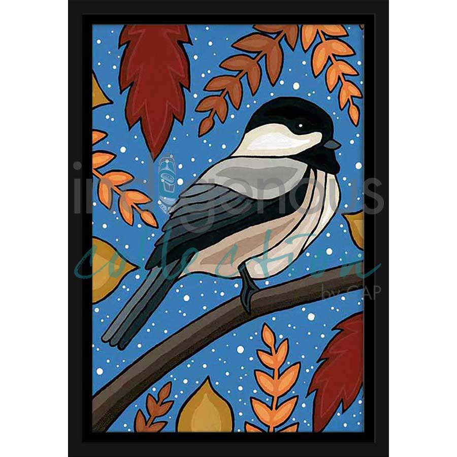 Fall Chickadee by artist Marissa Indoe - Anishinaabe. Indigenous Collection