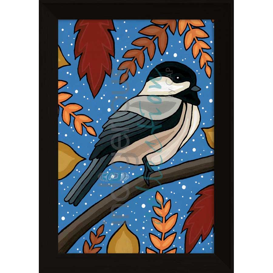 Fall Chickadee by artist Marissa Indoe - Anishinaabe. Indigenous Collection