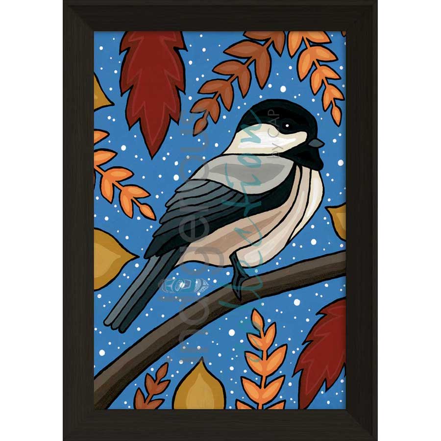 Fall Chickadee by artist Marissa Indoe - Anishinaabe. Indigenous Collection