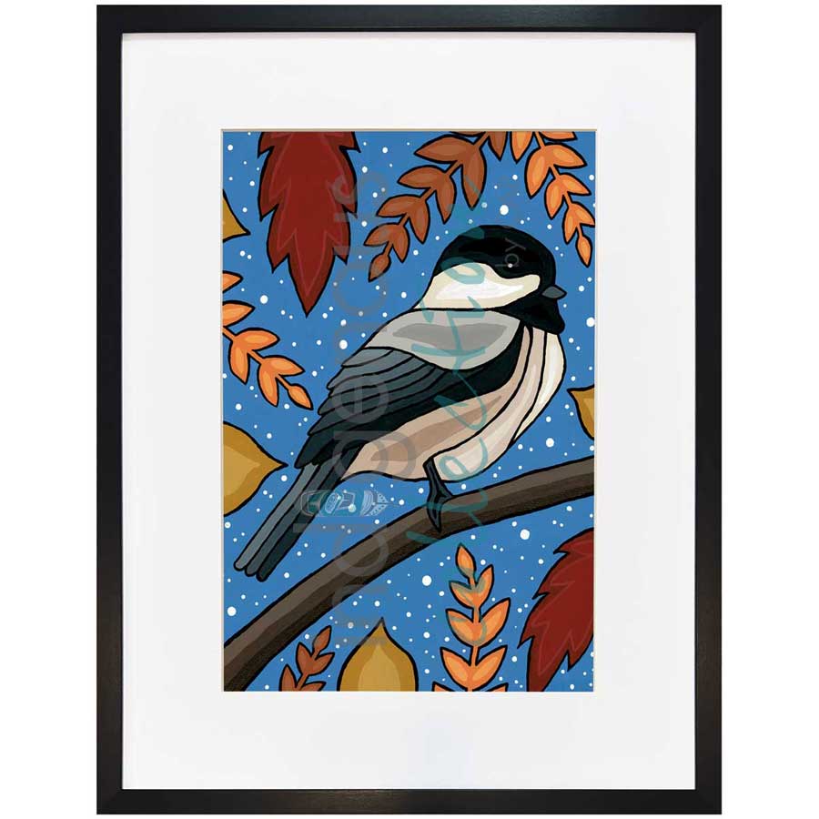 Fall Chickadee by artist Marissa Indoe - Anishinaabe. Indigenous Collection