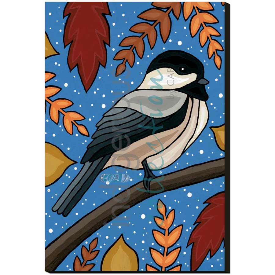 Fall Chickadee by artist Marissa Indoe - Anishinaabe. Indigenous Collection