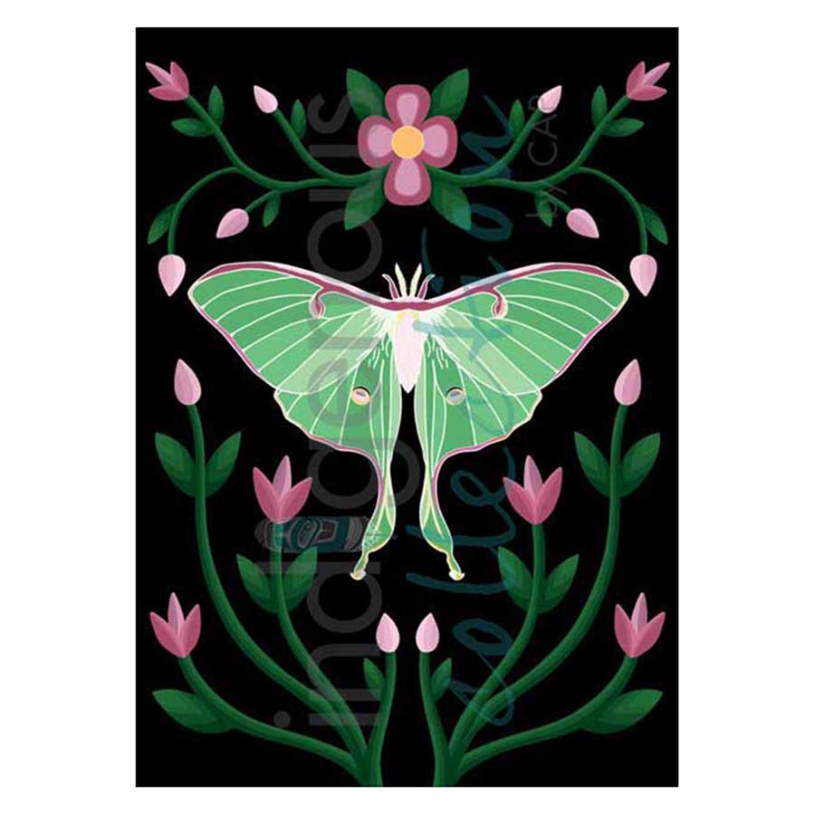 Lunar Moth and Ojibwe Florals Canvas Prints