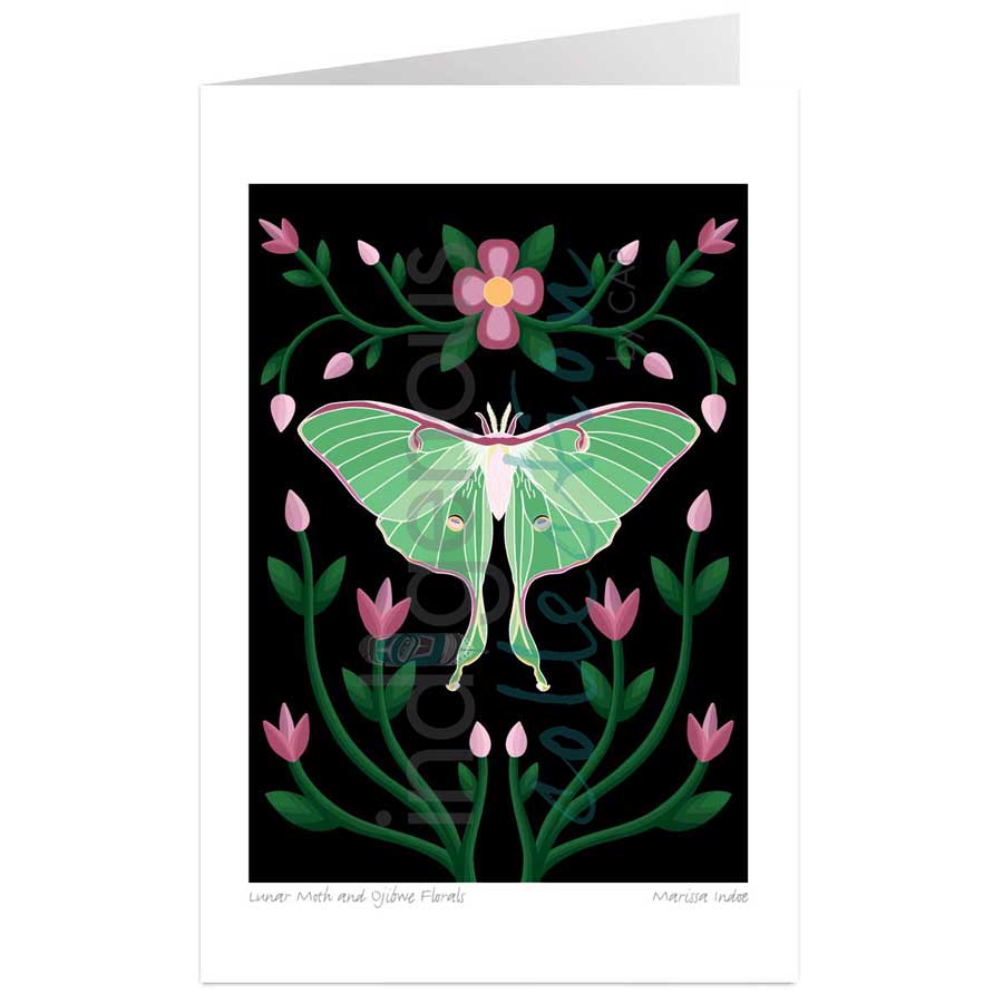 Lunar Moth and Ojibwe Florals by artist Marissa Indoe