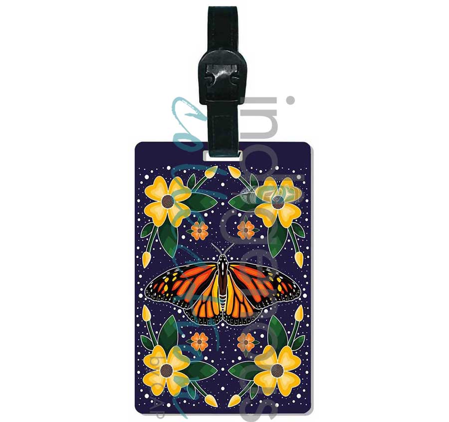 Monarch Butterfly Luggage Tag by artist Marissa Indoe