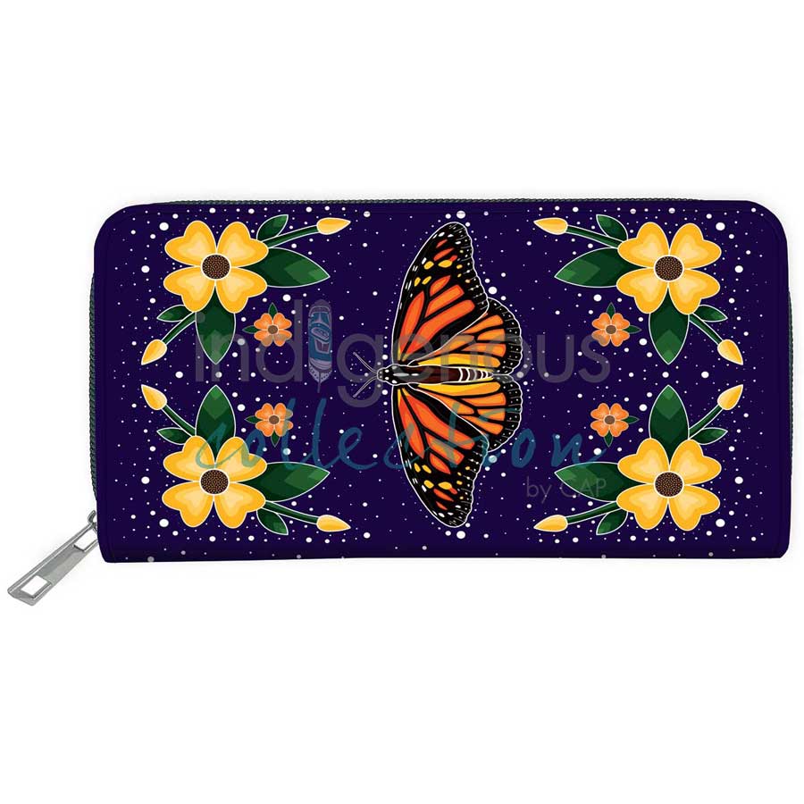 Monarch Butterfly Embossed Wallet by artist Marissa Indoe. Indigenous Collection.