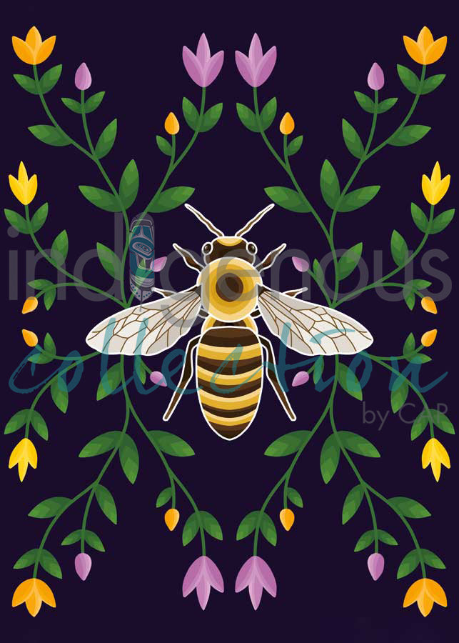 Honey Bee and Ojibwe Floral by artist Marissa Indoe