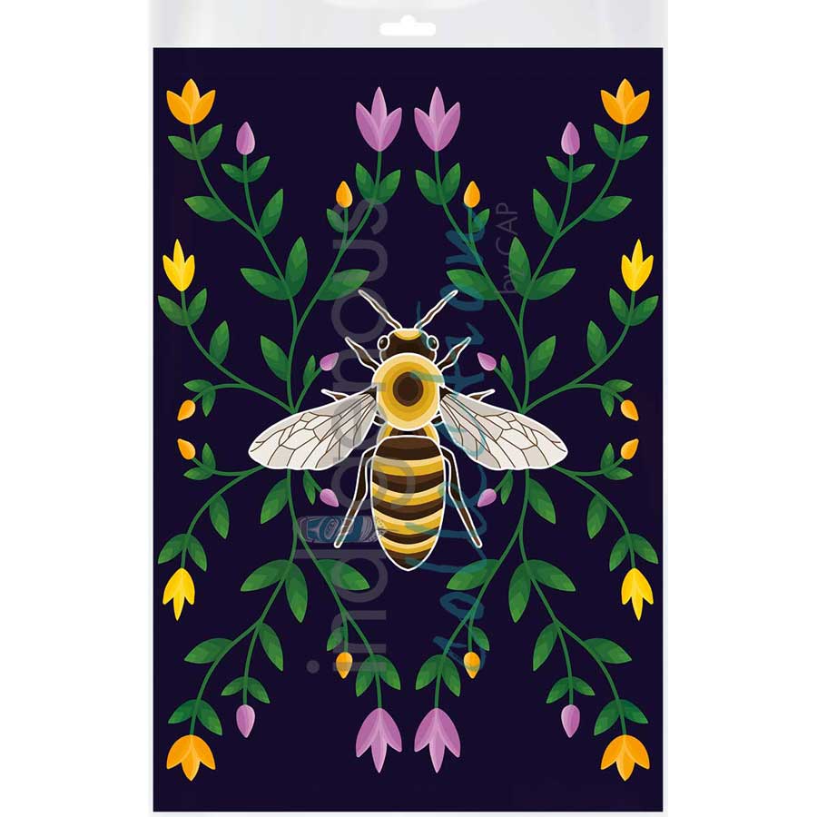 Honey Bee and Ojibwe Floral by artist Marissa Indoe - Anishinaabe. Indigenous Collection