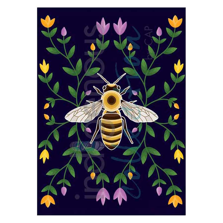 Honey Bee and Ojibwe Floral Canvas Prints